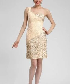 Sue Wong - N3330 One Shoulder Sequined Sheath Dress 9 Sue Wong - N3330 One Shoulder Sequined Sheath Dress