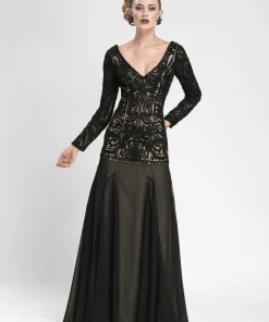 Formal Gowns Sue Wong - N3411 V-neck Ribbon Applique A-line Gown