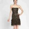 Sue Wong - N3449 Beaded Strapless Feather Cocktail Dress 1 Sue Wong - N3449 Beaded Strapless Feather Cocktail Dress
