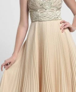 Sue Wong - N4136 Sleeveless Embroidered Accordion Pleat A-Line Dress