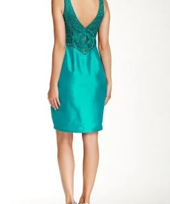 Cocktail Dresses Sue Wong - N4447 Embroidered V-Neck Column Dress