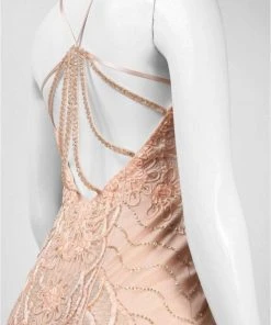 Sue Wong R5130 Appliqued Fan Organza Gown - 1 Pc Peach In Size 6 Available
