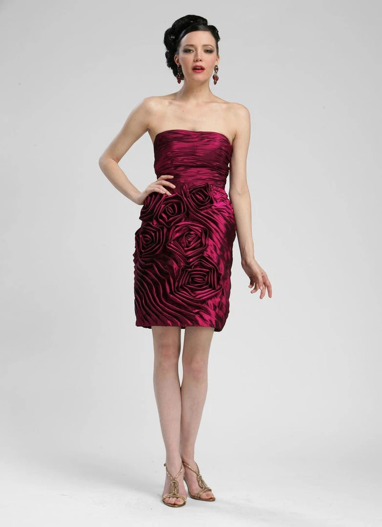 Sue Wong - Ruched Rosette Straight Across Neck Dress C3333 3 Sue Wong - Ruched Rosette Straight Across Neck Dress C3333