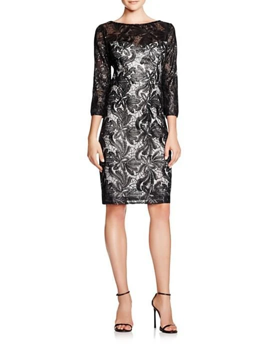 Sue Wong - Sequined Illusion Bateau Sheath Dress N5443 Cocktail Dresses 3 Sue Wong - Sequined Illusion Bateau Sheath Dress N5443 Cocktail Dresses