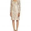 Sue Wong Sequined Paisley V-Neck Cocktail Dress N5115 - 2 Pcs Beige In Sizes 0 And 8 Available Cocktail Dresses