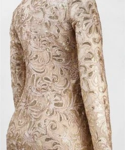 Sue Wong Sequined Paisley V-Neck Cocktail Dress N5115 - 2 Pcs Beige In Sizes 0 And 8 Available Cocktail Dresses