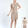 Cocktail Dresses Sue Wong - Sequined Square Neck Sheath Dress N4442