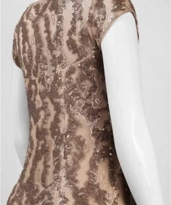 Cocktail Dresses Sue Wong - Sequined Square Neck Sheath Dress N4442