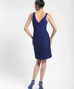 Cocktail Dresses Sue Wong - Sleeveless V-Neck Ruched Chiffon Dress N4318