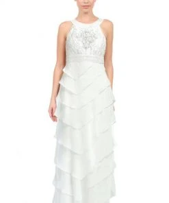 Sue Wong W5133 Sleeveless Chiffon Dress - 1 Pc White In Size 2 Available Formal Gowns