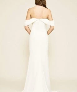 Formal Gowns Tadashi Shoji - Amishta Off-The-Shoulder Crepe Gown ALG19170LBR - 1 Pc Ivory In Size 4 Available