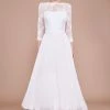 Tadashi Shoji - Bateau Keats Lace Tulle Tea-Length Dress - 1 Pc Ivory In Size 2 Available Cocktail Dresses