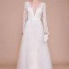 Formal Gowns Tadashi Shoji - BLB19630LBR Sheer Plunging V-neck Wedding Gown - 1 Pc Ivory/Petal In Size 6 Available