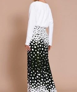 Tadashi Shoji - Elion Degreade Dot Gown BOP20249L - 1 Pc White/Black In Size 8 Available
