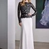 Formal Gowns Tadashi Shoji - Long Illusion Floral Lace Sheath Gown - 1 Pc Platinum/Navy In Size 6 Available 1 Formal Gowns Tadashi Shoji - Long Illusion Floral Lace Sheath Gown - 1 Pc Platinum/Navy In Size 6 Available