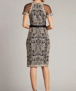 Cocktail Dresses Tadashi Shoji - Newton Lace & Neoprene Dress BSU18085M - 1 Pc Black/White In Size 10 Available