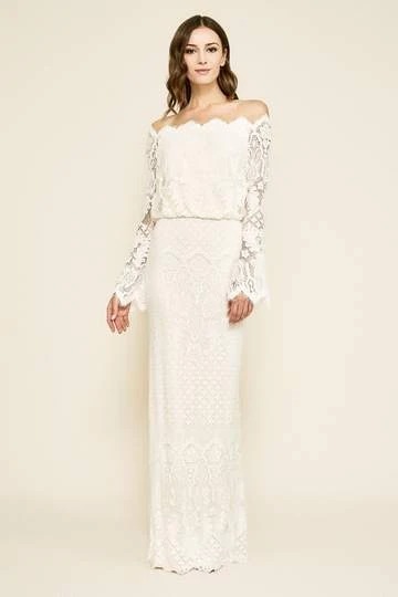 Formal Gowns Tadashi Shoji - Off Shoulder Bell Sleeves Evening Dress - 1 Pc Ivory In Size 2 Available 3 Formal Gowns Tadashi Shoji - Off Shoulder Bell Sleeves Evening Dress - 1 Pc Ivory In Size 2 Available