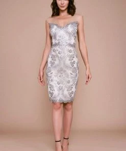 Tadashi Shoji - Petite Engle Embroidered Dress - 1 Pc Light Pearl/Natural In Size 4 Available