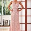 Formal Gowns Tadashi Shoji - Tadashi Shoji - Long Lace Ornate Trumpet Dress BPH19511L - 1 Pc Petal In Size 6 Available
