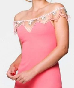 Tarik Ediz - 50057 Off The Shoulder Sheath Dress - 1 Pc Cream In Size 2 Available Formal Gowns