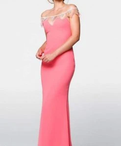 Tarik Ediz - 50057 Off The Shoulder Sheath Dress - 1 Pc Cream In Size 2 Available Formal Gowns