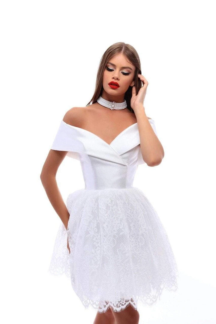 Tarik Ediz - 50226 Taffeta Off-Shoulder Lace A-line Dress Cocktail Dresses 3 Tarik Ediz - 50226 Taffeta Off-Shoulder Lace A-line Dress Cocktail Dresses