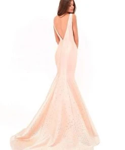 Formal Gowns Tarik Ediz - 50229 Crystal Embellished Deep V-neck Mermaid Dress