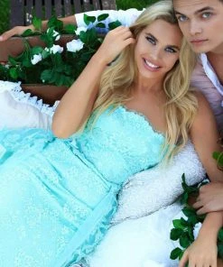 Formal Gowns Tarik Ediz - 50257 Floral Embroidered Strapless Tulle Overskirt Gown