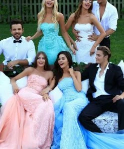 Formal Gowns Tarik Ediz - 50257 Floral Embroidered Strapless Tulle Overskirt Gown