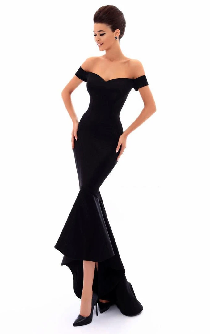 Formal Gowns Tarik Ediz - 50284 Off-Shoulder High Low Mermaid Gown 3 Formal Gowns Tarik Ediz - 50284 Off-Shoulder High Low Mermaid Gown