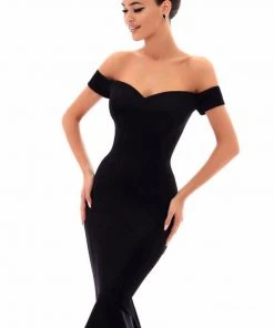 Formal Gowns Tarik Ediz - 50284 Off-Shoulder High Low Mermaid Gown 10 Formal Gowns Tarik Ediz - 50284 Off-Shoulder High Low Mermaid Gown