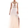 Formal Gowns Tarik Ediz - 50285 Sheer Neckline Pearl Embellished Tulle Gown