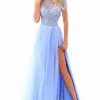Tarik Ediz - 50317 Beaded Lace Sheer Slit Evening Gown Formal Gowns
