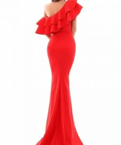 Tarik Ediz - 50318 Tiered Ruffle Asymmetrical Mermaid Gown 7 Tarik Ediz - 50318 Tiered Ruffle Asymmetrical Mermaid Gown