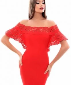 Formal Gowns Tarik Ediz - 50347 Laser-Cut Batwing Sleeve Off Shoulder Mermaid Gown