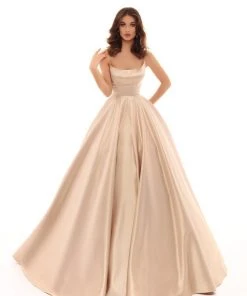 Tarik Ediz - 50403 Strappy Back Sleeveless Satin Ballgown