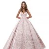 Formal Gowns Tarik Ediz - 50404 V-neck Jacquard Pleated Ballgown