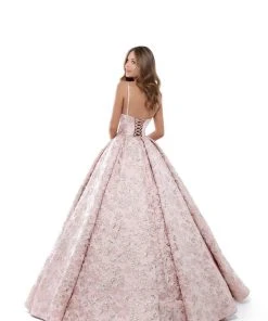 Formal Gowns Tarik Ediz - 50404 V-neck Jacquard Pleated Ballgown 9 Formal Gowns Tarik Ediz - 50404 V-neck Jacquard Pleated Ballgown