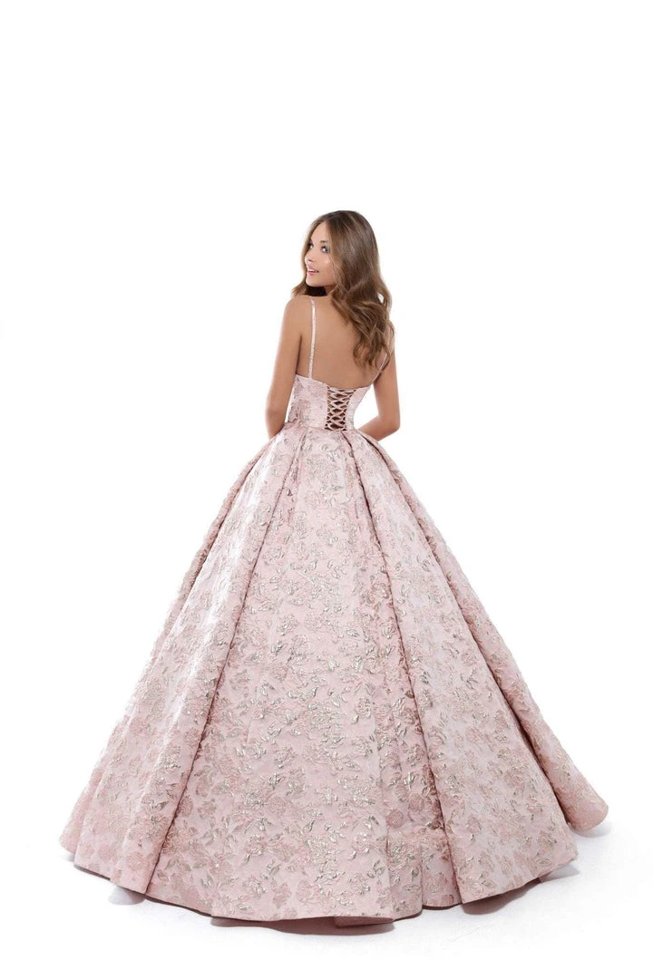 Formal Gowns Tarik Ediz - 50404 V-neck Jacquard Pleated Ballgown 4 Formal Gowns Tarik Ediz - 50404 V-neck Jacquard Pleated Ballgown