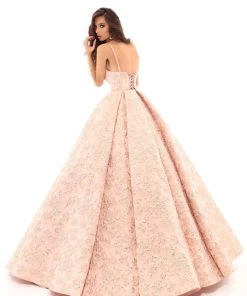 Formal Gowns Tarik Ediz - 50404 V-neck Jacquard Pleated Ballgown 13 Formal Gowns Tarik Ediz - 50404 V-neck Jacquard Pleated Ballgown