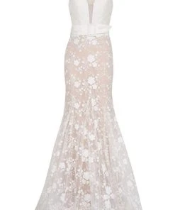 Tarik Ediz - 50427 Lace Deep V-neck Mermaid Dress Formal Gowns