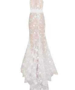 Tarik Ediz - 50427 Lace Deep V-neck Mermaid Dress Formal Gowns