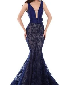 Tarik Ediz - 50427 Lace Deep V-neck Mermaid Dress Formal Gowns
