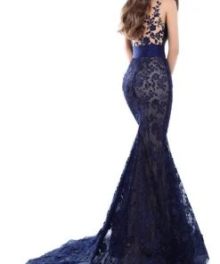 Tarik Ediz - 50427 Lace Deep V-neck Mermaid Dress Formal Gowns