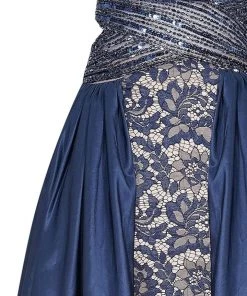 Tarik Ediz - 50434 Deep V-neck Lace Sheath Dress With Overskirt 20 Tarik Ediz - 50434 Deep V-neck Lace Sheath Dress With Overskirt