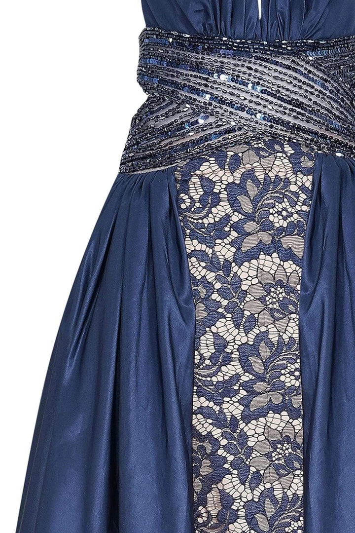 Tarik Ediz - 50434 Deep V-neck Lace Sheath Dress With Overskirt 11 Tarik Ediz - 50434 Deep V-neck Lace Sheath Dress With Overskirt