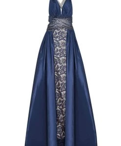 Tarik Ediz - 50434 Deep V-neck Lace Sheath Dress With Overskirt 19 Tarik Ediz - 50434 Deep V-neck Lace Sheath Dress With Overskirt