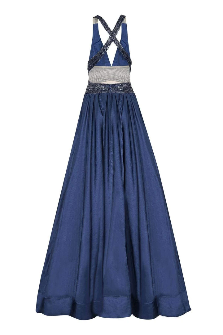 Tarik Ediz - 50434 Deep V-neck Lace Sheath Dress With Overskirt 12 Tarik Ediz - 50434 Deep V-neck Lace Sheath Dress With Overskirt