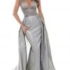 Formal Gowns Tarik Ediz - 50438 Embellished Deep Vneck Trumpet Dress With Overskirt 2 Formal Gowns Tarik Ediz - 50438 Embellished Deep Vneck Trumpet Dress With Overskirt