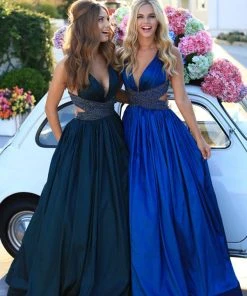 Formal Gowns Tarik Ediz - 50439 Embellished Deep V-neck A-line Gown 6 Formal Gowns Tarik Ediz - 50439 Embellished Deep V-neck A-line Gown